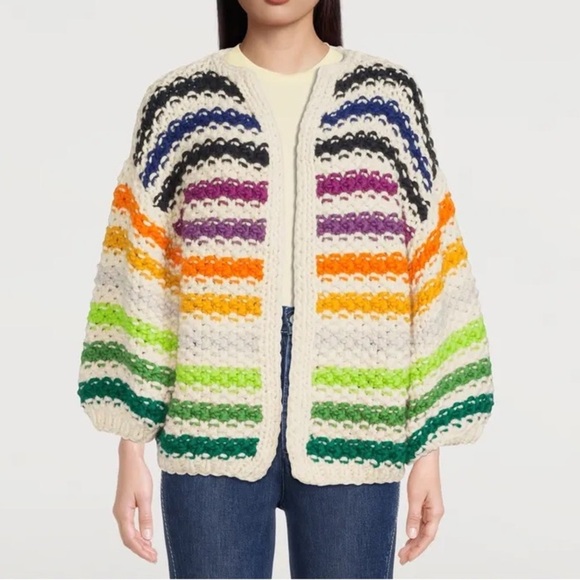 MAIAMI Big Pearl Pattern Merino Wool Cardigan - Picture 1 of 9